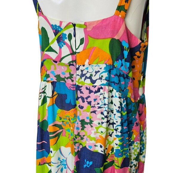 Tori Richard Honolulu Multi Color Floral 100% Cotton Long Dress Size 12 Hawaiian - Picture 8 of 10